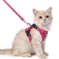 rabbitgoo Cat Harness and Leash Set, Easy-on with Neck Buckle, Rose Red | Escape Proof, No Over-the-head, Soft Air Mesh, 3 Lockable Adjusters & Buckles, Reflective, for Kittens & Small Cats Walks, Xs - color: Rose Red, size: Xs