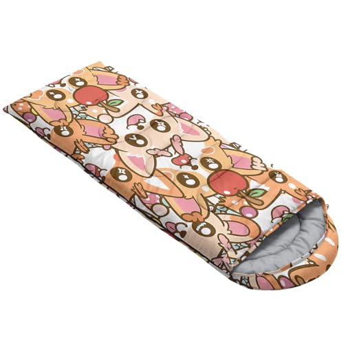 QOOMO Axolotl Cute Camping Sleeping Bags,3 Season Warm & Cool Weather,Lightweight,Waterproof Sleeping Bags for Adults & Kids,Traveling,and Outdoors - color: Cute Cartoon Corgi Puppy 6