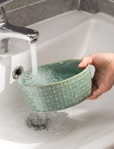 Ceramic Dog Bowl, 6.5 inch Pet Dog Food Bowl Water Bowls, Dogs Dish for Middle and Small Dogs, Puppy, Green - color: Green
