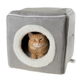Cat House - Indoor Bed with Removable Foam Cushion - Cat Cave for Puppies, Rabbits, Guinea Pigs, Hedgehogs, and Other Small Animals by PETMAKER (Gray) - color: Gray
