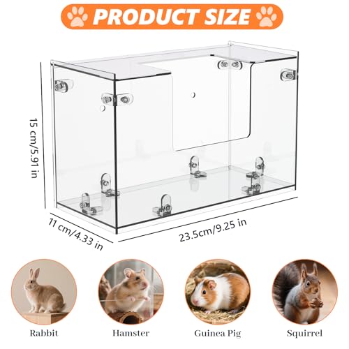 Acrylic Rabbit Hay Feeder with Lid, Transparent Hanging Food Dispenser Hay Feeder for Bunny Rabbits Guinea Pig Cage Chinchillas Hamsters Small Pets and Animals（Small - size: S
