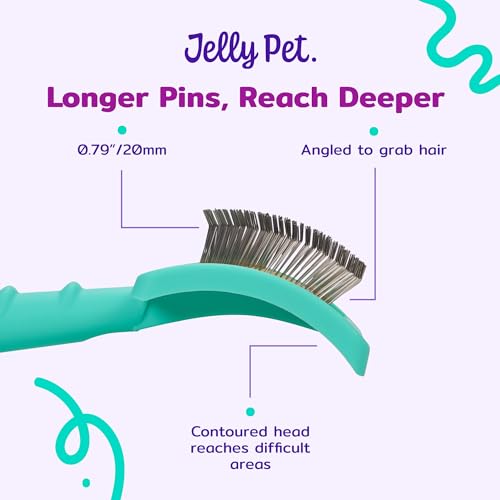Jelly Pet Universal Slicker Brush for Dogs, Grooming Brush, Remove Tangles and Dead Undercoat, Tuffer Than Tangles, Doodle Huskie Sheep Dog Golden Retriever German Shepherd, Firm Pins, Teal, Large - color: Teal, size: Large (3 in x 4 in) - Pins (Firm)