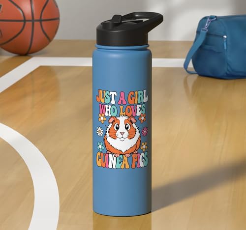 Just A Girl Who Loves Guinea Pigs Cute Groovy Girls Kids Stainless Steel Insulated Water Bottle - color: Light Blue