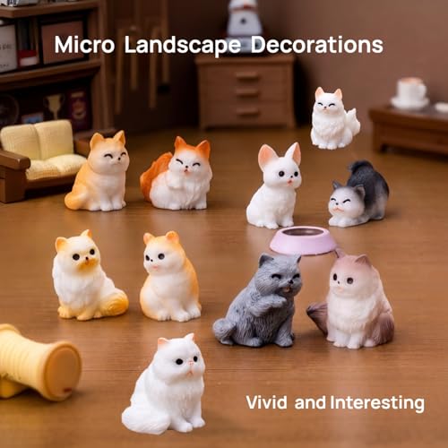 24 Pcs Mini Cat Dog Figurines, Realistic Resin Animal, Miniature Figurines | Hand-Painted Resin Cat & Dog. Ideal For Home Desk Decor, Garden Accents, Birthday Party Favors, Car Decor.