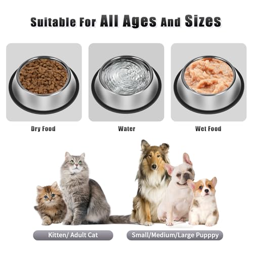 3Pcs Stainless Steel Dog Bowls Set - Non-Slip Food and Water Bowl 20 Oz - Dishwasher-Safe, Rust Resistant Metal Pet Bowls for Small/Medium/Large Sized Pets - color: Classic, size: 20 oz
