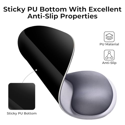EooCoo Mouse Pad with Gel Wrist Rest, Ergonomic Mousepad Wrist Alignment | Middle Concave Design for Natural Wrist Alignment, Non-Slip Base Mousepad, Carpal Tunnel Relief, Office Desk Accessories - color: Grey