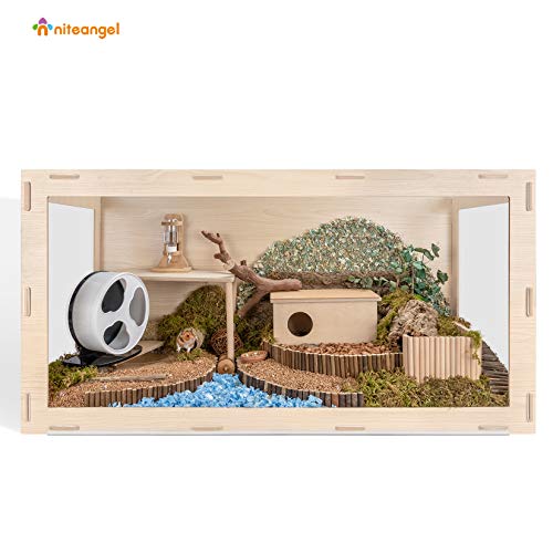 Niteangel Bigger World - MDF Aspen Terrarium for Hamster Gerbils Mice Lemming Degus or Other Small-Sized Pets (47.2 x 19.7 x 23.6 inches, Burlywood) - size: 47.2"L x 19.7"W x 23.6"H