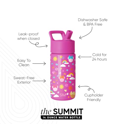 Simple Modern Disney Minnie Mouse Kids Water Bottle & Toddler Cup | 14oz | Insulated Stainless Steel Minnie Mouse Toddler Water Bottle, Kids Tumbler with Straw | Spill Proof for School, Girls, Boys - color: Disney-Minnie Doodle, size: 14 Ounces