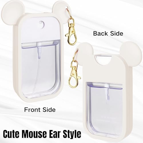 Mouse Design Silicone Case Compatible with Touchland Hand Sanitizer Spray 1 fl oz, Silicone Protective Case Holder with Keychain for Power Mist and Glow Mist, White - color: Cream White