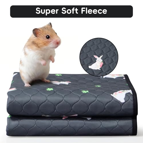2 Pack Guinea Pig Cage Liners, Washable Guinea Pig Pee Pads Waterproof Reusable & Anti Slip Guinea Pig Bedding Fast and Super Absorbent Pee Pad Tarp Bottom for Small Animals (Rabbit Pattern 24" X 47")