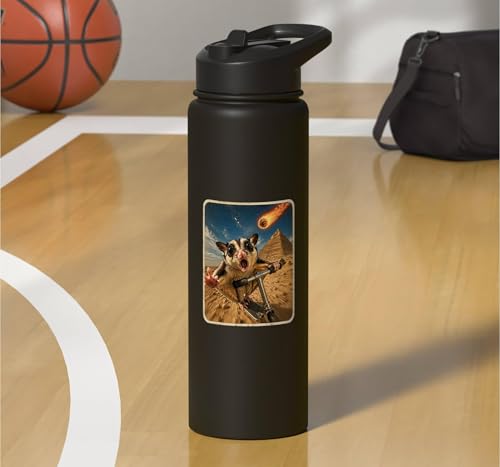 Funny Sugar Glider Riding Scooter Stainless Steel Insulated Water Bottle - color: Black