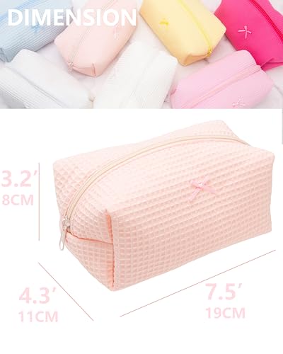 PAZIMIIK Cozy Makeup Bag for Women,Zipper Cosmetic Pouch,Waffle Pink | Soft Cosmetic Organizer for Makeup,Skincare,Toiletries,Daily Beauty Essentials,Purse,On-the-Go,Bridesmaid Gifts - color: Waffle Pink