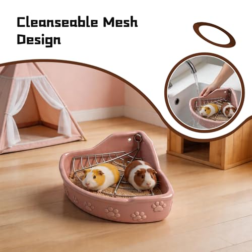 Guinea Pig Potty Box, Guinea Pig Litter Box, Enclosed Small Pet Toilet, Splash Proof & Easy Clean Ceramic Structure, Space Saving Design for Guinea Pigs, Rabbits, Chinchillas