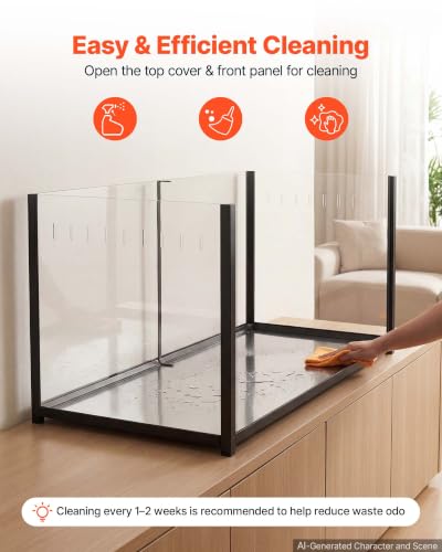 VEVOR Hamster Cage 47.2"x23.6"x25.4" 360° Viewing Metal Hamster Habitat, Transparent Small Animal Cage with Top Access & Front Door, Large Portable Pet House for Guinea Pig, Gerbil (7.7 ft², Black) - size: 47.2"L x 23.6"W x 25.4"H