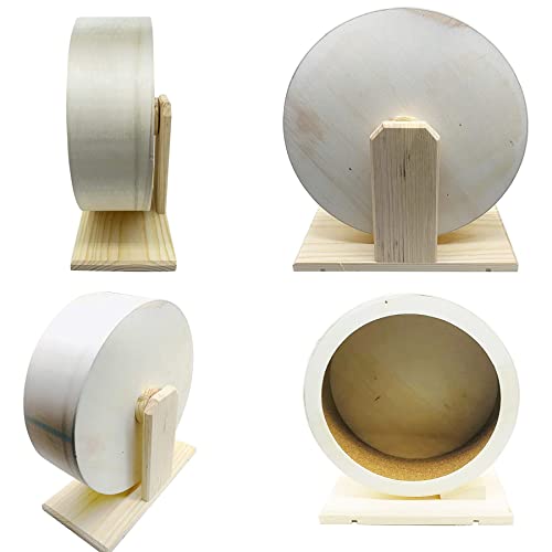 Hamster Wooden Running Wheel, Wooden Small Pets Exercise Wheel, Running Spinner Wheel Play Toy for Rat Gerbil Mice Chinchillas Hedgehogs Guinea Pigs, S
