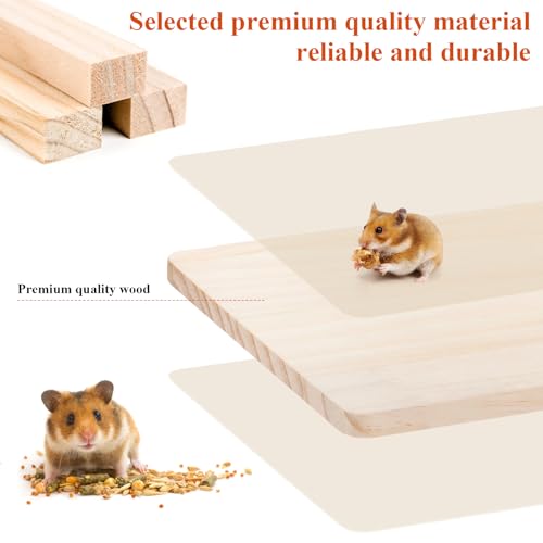 Large Wooden Hamster Platform with ramp, Multi-Level Small Animal Activity Playground, Rest Area Suitable for Dwarf Hamsters, Syrian Hamsters, sandrats, mice, and Other Small Pets