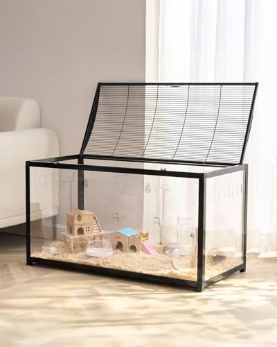 VEVOR Hamster Cage, 360 Viewing Transparent Hamster Habitats, Small Animal Cage - size: 37.8"L x 18.5"W x 21.7"H