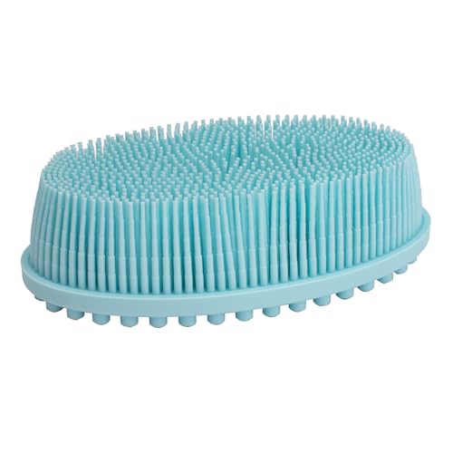DNC Exfoliating Silicone Body Scrubber Shower Bath Body Brush loofah Easy to Clean, Lathers Well, Eco Friendly, Long Lasting (Blue - color: Blue