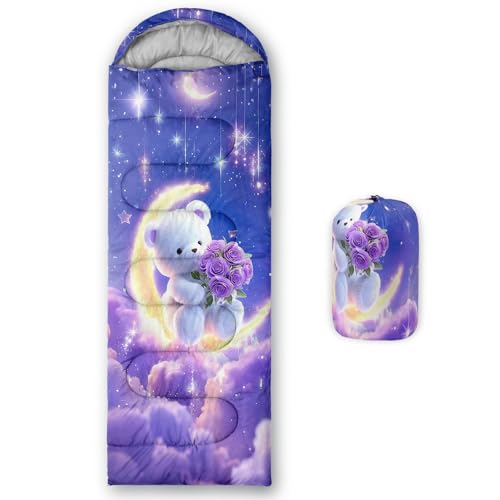 QOOMO Camping Sleeping Bags,3 Season Warm & Cool Weather,Lightweight,Waterproof Sleeping Bags for Adults & Kids,Traveling,and Outdoors,Camping Gear Equipment - color: Kawaii Bear 5