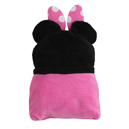 Disney Let's Party Pink, Black and White Minnie Mouse Character Shaped Toddler Blanket - color: Minnie Mouse Let's Party Pink