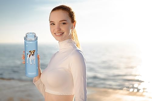 SERENGETI 24 Oz Water Bottle Stainless Steel with Spill Proof Lid - Double walled Vacuum Insulated water flask - Realistic 3D Print of your favorite dog (Jack Russell Terrier) - color: Jack Russell Terrier