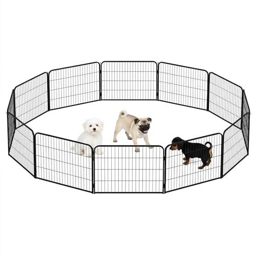 BestPet Dog Playpen 24 Inch 12 Panels Heavy Duty Metal Pet Exercise Pen Without Door Indoor Outdoor Fence Panels Anti-Skid Expandable Design - style: 12 panels-without door