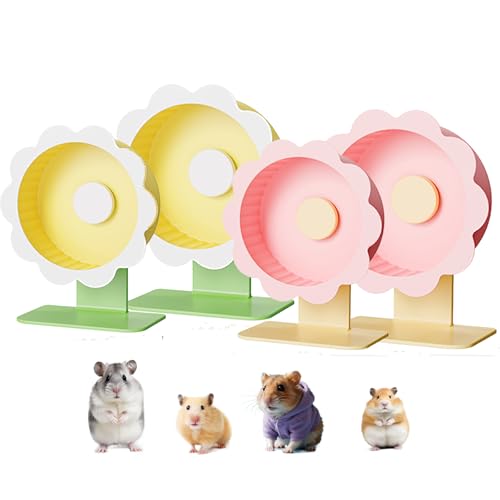Hamster Wheel Super-Silent Hamster Exercise Wheels- Quiet Spinner Hamster Running Wheels with Adjustable Stand for Hamsters Gerbils Mice Or Other Small pet (Yellow, Large)