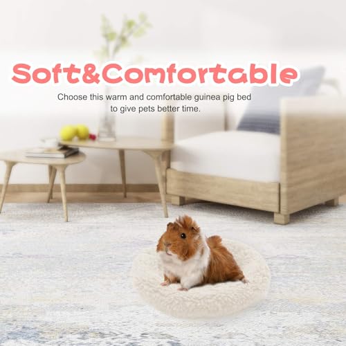 BWOGUE Hamster Bed, Round Velvet Sleep Pad for Guinea Pigs and Rats, 8.7 in | Round Mat for Small Pets, Soft Velvet Comfort, Machine Washable, Cage and Home Use, Hamsters Guinea Pigs - color: White