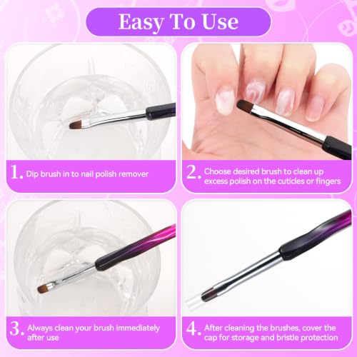 3Pcs Nail Art Clean Up Brushes Nail Brushes Cleaning Polish Mistakes | Cleaning Polish Mistakes on the Cuticles, Acetone Resistant Nail Brush, Fingernail Cleaning Brushes for Nail Art and Designs - color: Pink Black-3Pcs