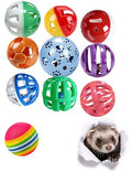 10 Pack Hollow Cutout Bell Play Balls for Ferret, Non Toxic, PP Material | Smooth Polished Edges, No Sharp Burrs, Gentle On Ferret Mouth and Paw