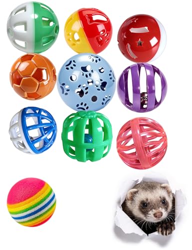 10 Pack Hollow Cutout Bell Play Balls for Ferret, Non Toxic, PP Material | Smooth Polished Edges, No Sharp Burrs, Gentle On Ferret Mouth and Paw