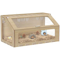 PawHut 39 Inch Hamster Cage Habitat with Acrylic Window, Openable Top, Oak | Small Animal Cage, for Dwarf Hamsters, Gerbils, Guinea Pigs, Rats, Air Vents