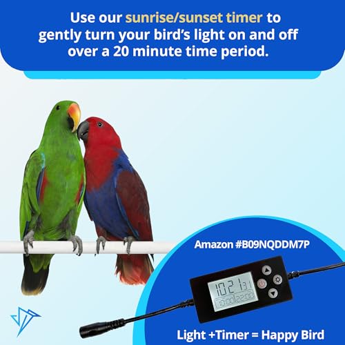 HappyBird Lighting Bird Cage Light with Chew Guard - Full Spectrum LED Pet Light - Simulates Natural Environment - Safe for Hookbill Birds – Easy to Install - (10" Long) - size: 10"
