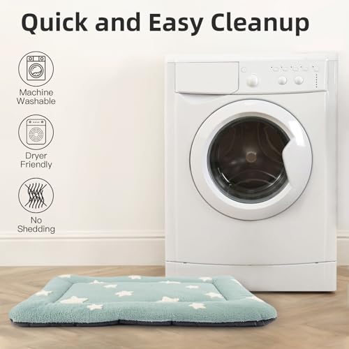 Mora Pets Dog Crate Pad Washable Cat Dog Bed for Crate Flat Pet Kennel Mat | Soft Dog Cat Bed Mat, Puppy Crate Pad for Dog Cage Cozy Sleeping Liner, Cute Pillow Cushion Anti Slip Small 2 Pack 24 x 18 - color: S: Pack 2 - Blue, size: 24''L x 18''W x 1.5''T