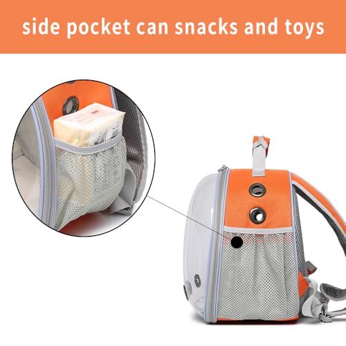 Bunny Carrier, Guinea Pig Carrier,Small Animal Carrier Backpack for Rabbit,Bearded Dragon, Lizard,Hamster,Kitten. Breathable Pet Travel Cage Bag (Orange) - color: Orange