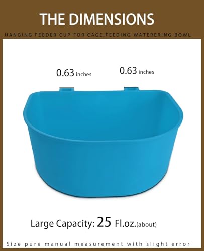 10 Pcs 25 fl.oz Pet Feeder Bowls Water Cups Hanging Feeders Waterers Food Dish Treats Container pellets grit Dispenser for Chicken Bird Rabbit Parakeet Cat Puppy Guinea Pig Small Animal - size: Blue 25 OZ Pack of 10