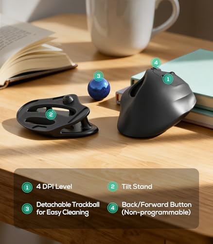 Nulea Wireless Trackball Mouse Ergonomic 21.7 Tilt Stand Thumb Control | Rechargeable mouse with 4 DPI levels,Bluetooth 2.4G connection,3 device switching,precise control,PC Mac compatible-Blue - color: B-Blue