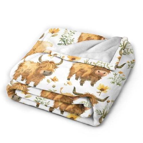 Highland Cow Blanket Super Soft Cozy Fleece Farm Animal Throw Blanket Plush Bedding Cow Stuffed Blanket Gifts for Boys Girls Kids Women 40''X50'' - color: Highland Cows, size: 40"x50"