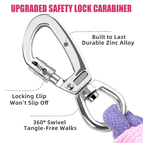 4FT Heavy Duty Braided Rope Dog Leash, Soft Cotton Design with Locking Clip for Medium & Large Dogs – Ideal for Walking & Training (Rabbit) - color: rabbit