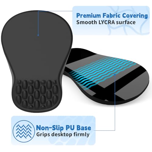 YIWEI Ergonomic Mouse Pad with Wrist Rest for Carpal Tunnel Pain Relief | Memory Foam Wrist Support,Non-Slip Rubber Base, Keyboard Computer Mousepad,Lycra Cloth Surface,Gaming Home Office,Black - color: Black