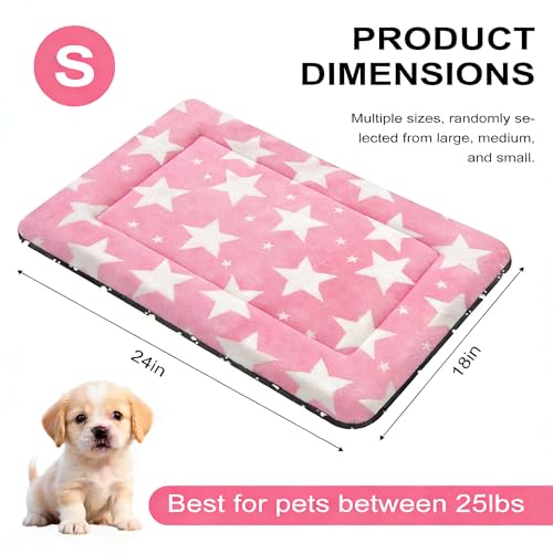 Dog Bed Mat, Reversible Crate Pad & Cute Dog Bed - Machine Washable Kennel Mat with Ultra Soft for Small Dogs (Big&Small Stars Pink, 24" L*18" W*1.5" Th) - color: Big&Small Stars Pink, size: 24"L*18"W*1.5"Th