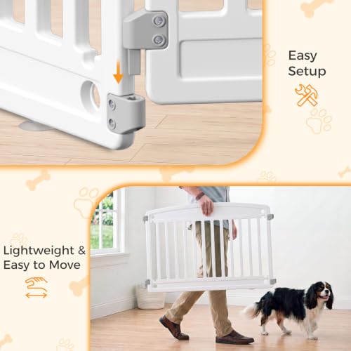 NEWBULIG 24 Inch 8 Panels Dog Playpen, Plastic Pet Play Pen Fence | Portable, Secure Locking Door, Indoor Outdoor Yard RV Camping, Small Medium Dogs, Black - color: White, size: 8 Panels/24IN