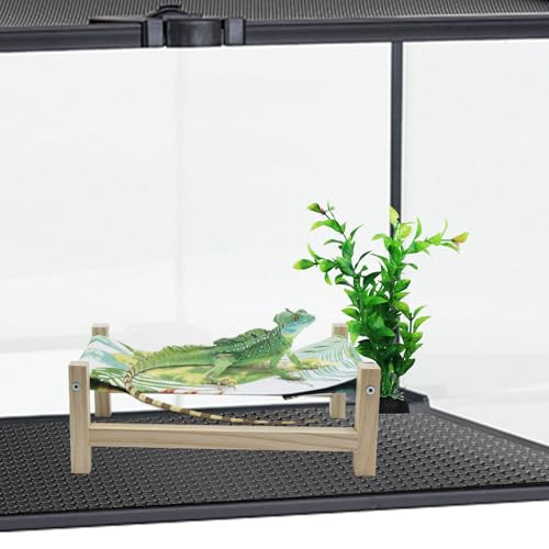 Bearded Dragon Bed, Wooden Reptile Sleeping Hammock, Bearded Dragon Tank Accessories, Habitat Accessories for Leopard Gecko Snake Lizard or Other Small Animal (Green 2, Small) - color: Green 2, size: Small