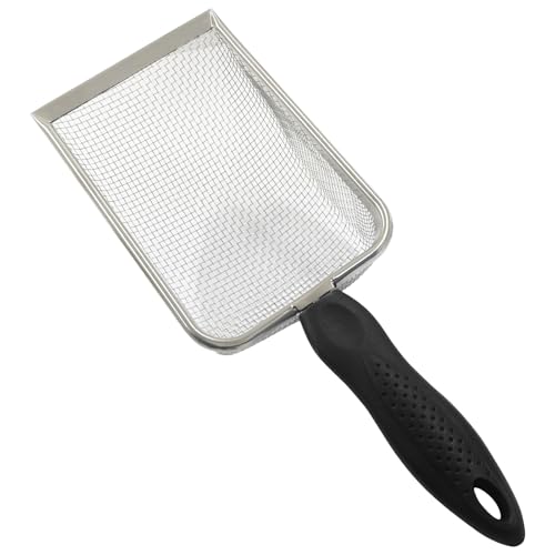 Murtenze Stainless Steel Cat Litter Scoop, Non-Stick Coated Metal Fine Sand Litter Scoop, Mesh Shovel for Reptile Kitten Pooper (Black, 2mm mesh) - color: Black