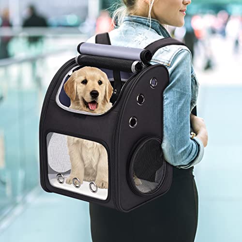 Expandable Cat Backpack Carrier, Large Space, Airline Approved, XL | Pet Carrier Backpack Up to 25 lbs, Portable Cat Travel Backpack, Ideal for Traveling/Hiking /Camping/Vet, Black - color: Black-XL