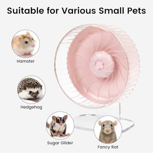 10 inch Silent Hamster Wheel with Adjustable Stand, Large Size, Pink | Large Size, Double-Bearing Design, Adjustable Stand, Smooth-Rotating Exercise Wheel for Syrian Hamsters and Gerbils - color: Pink With Stand, size: 10in