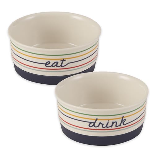 Bone Dry Ceramic Food Bowls, Non-Slip & Dishwasher Safe, Small Set, 4.25x2 Eat/Drink - color: Eat/Drink, size: Small Set, 4.25x2"