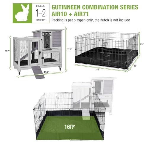 GUTINNEEN Rabbit Playpen Indoor Bunny Pen Outdoor Small Animal Enclosure Easily Combined with Rabbit Cages with Waterproof Floor Liner (Playpen Only)