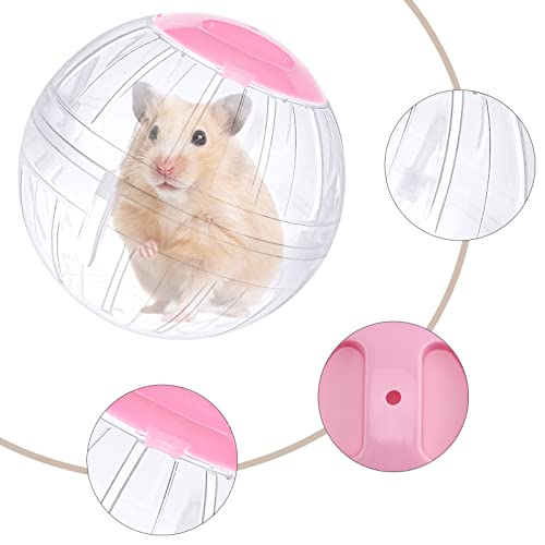 Hamster Exercise Ball, 5.7 Inch Transparent Running Wheel | Dwarf Hamsters to Reduce Boredom and Increase Activity - color: Pink