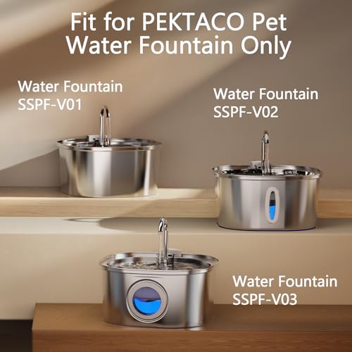 PEKTACO Cat Water Fountain Replacement Filters for 3.2L/108oz, 3 Pack | Pre-filter sponges, activated carbon, ion exchange resin, non-woven fabric, captures hair and debris, reduces odors and dirt